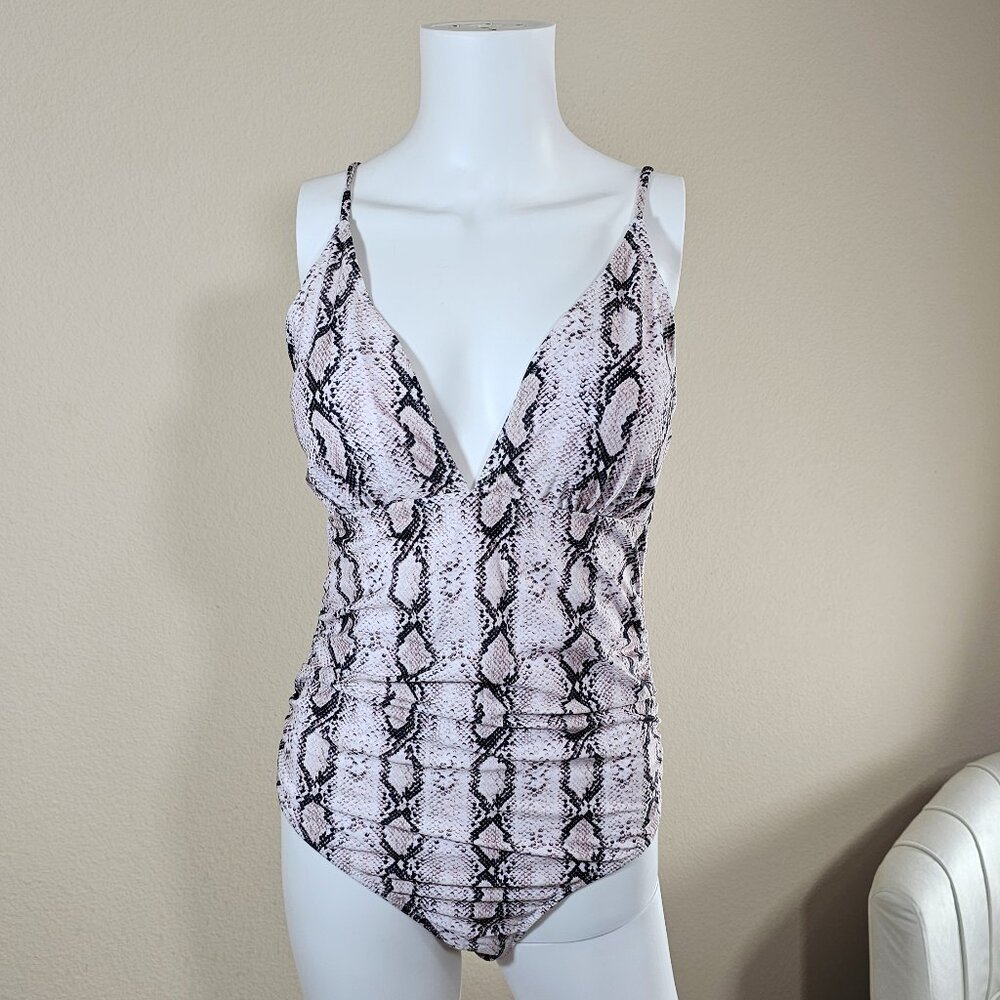 Unbranded Snakeskin Print Women’s One Piece Swimsuit Bathing Suit, Size L